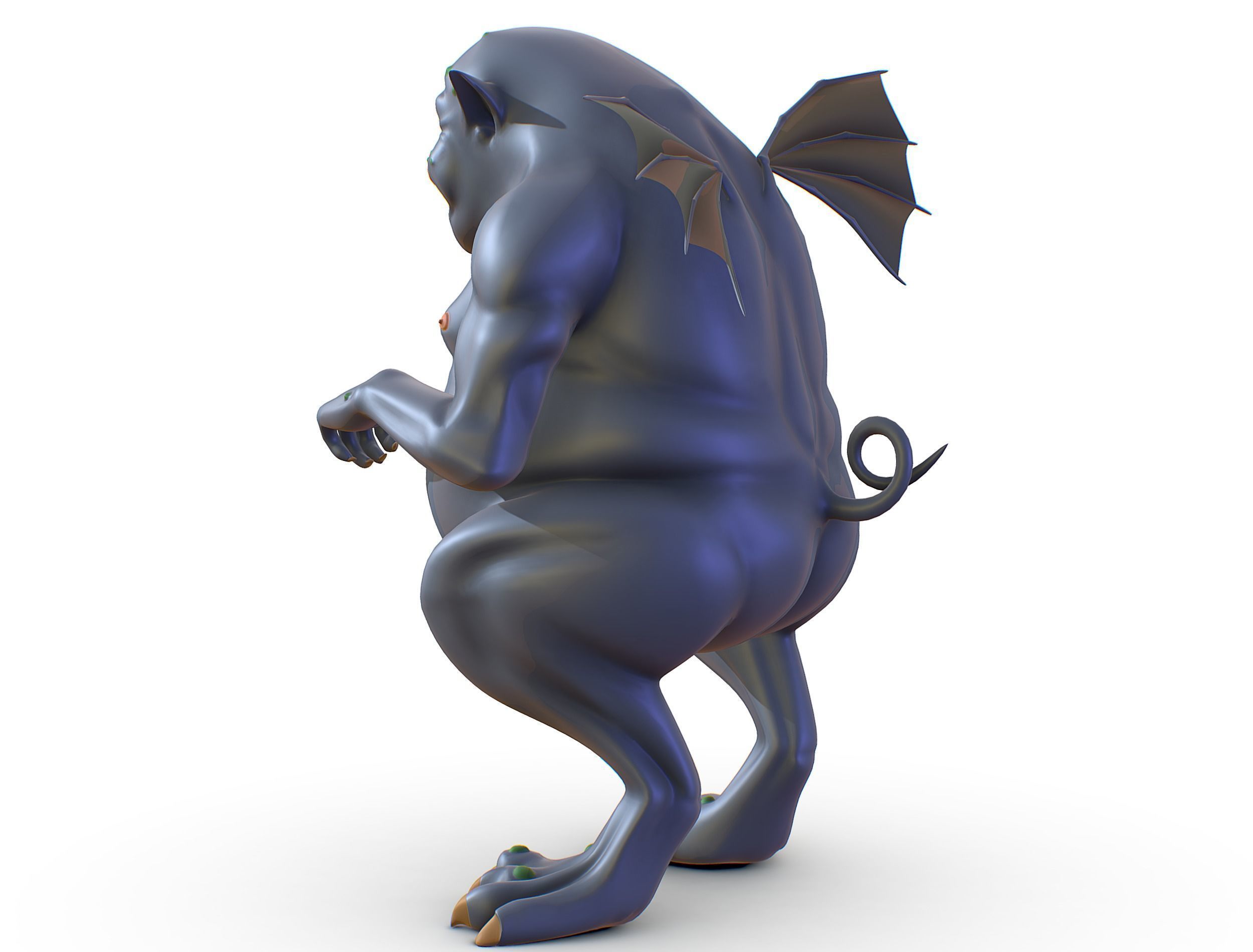 High Poly Monster Demon Devil with Wings Low-poly 3D model_6