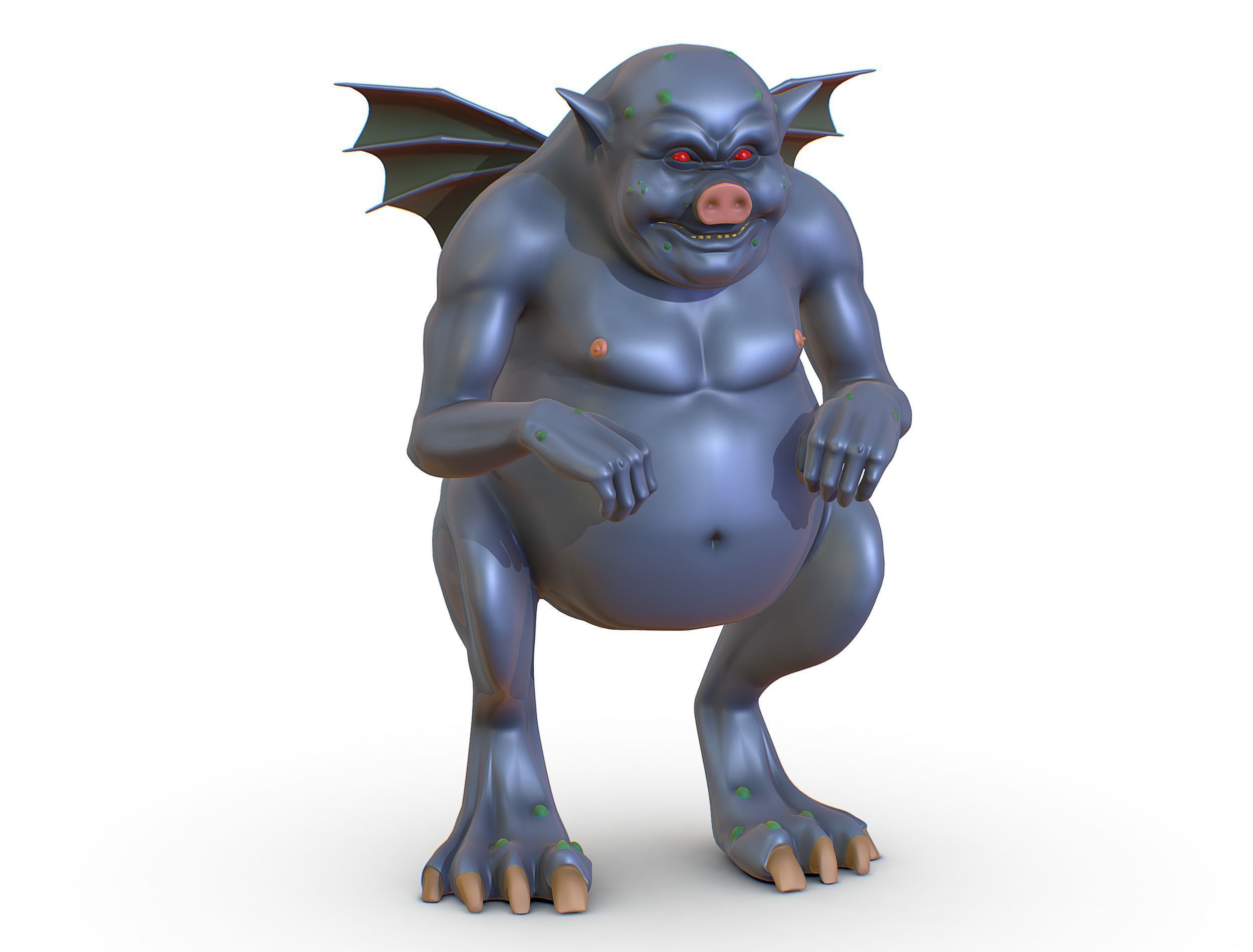 High Poly Monster Demon Devil with Wings Low-poly 3D model_11