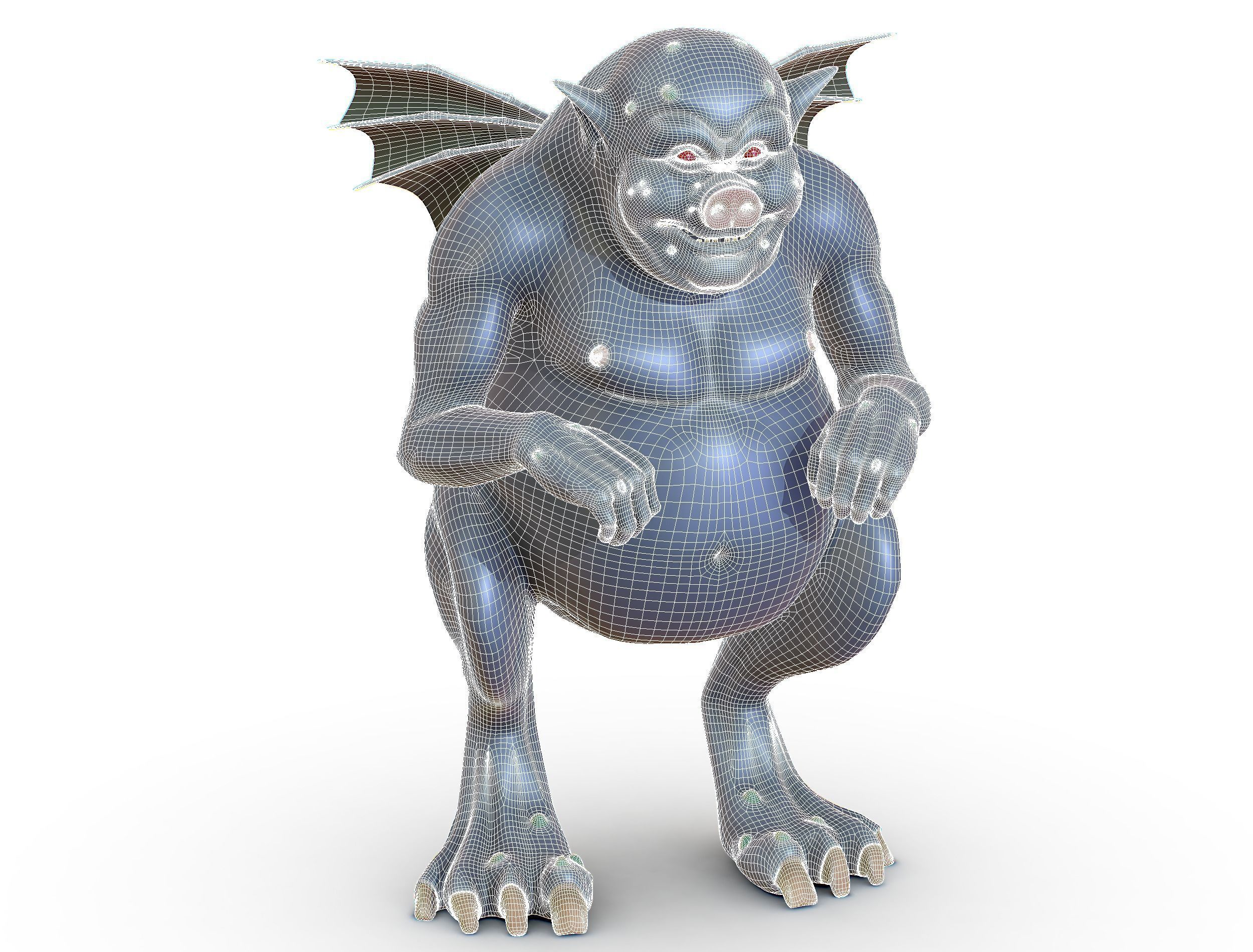 High Poly Monster Demon Devil with Wings Low-poly 3D model_21