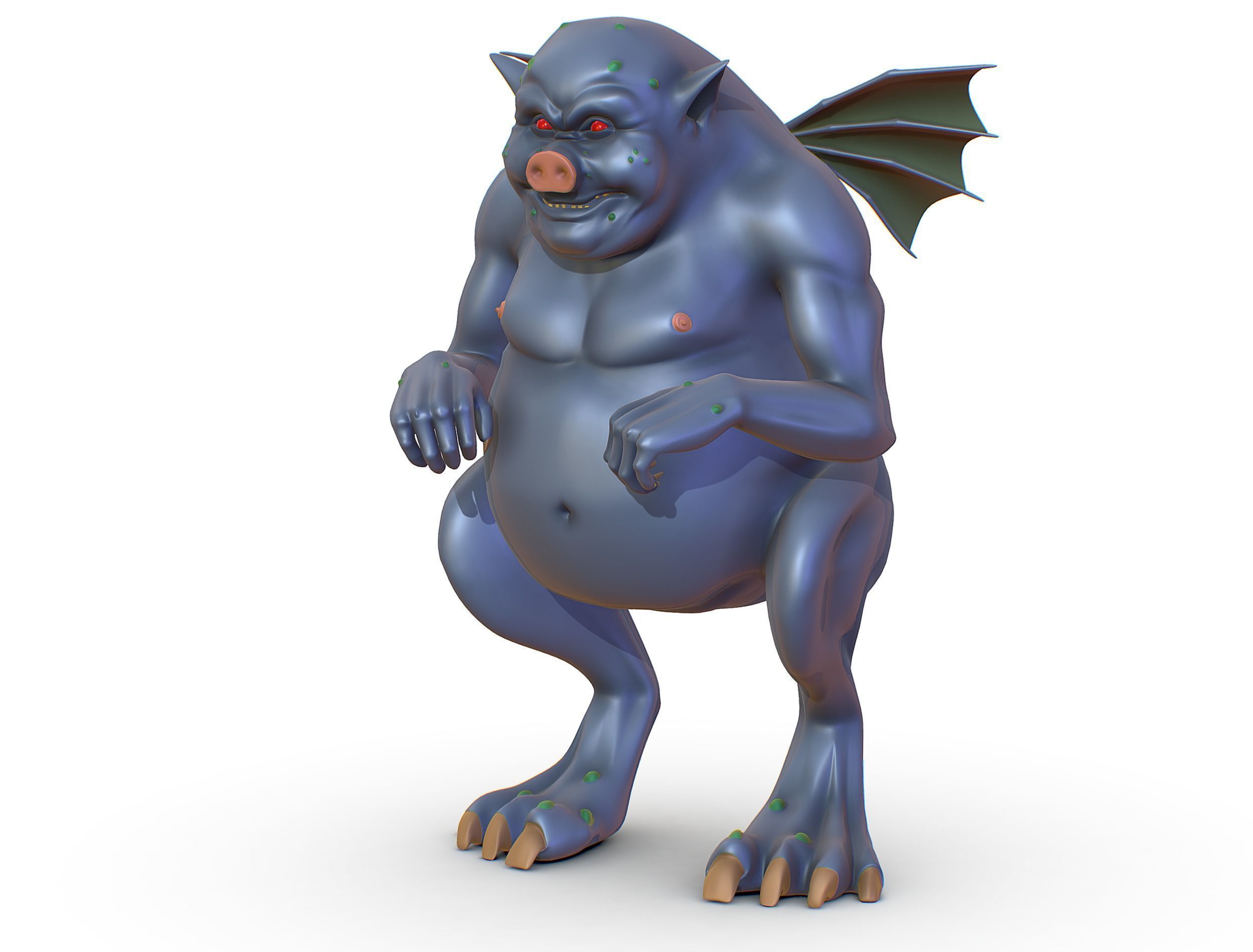High Poly Monster Demon Devil with Wings Low-poly 3D model_9