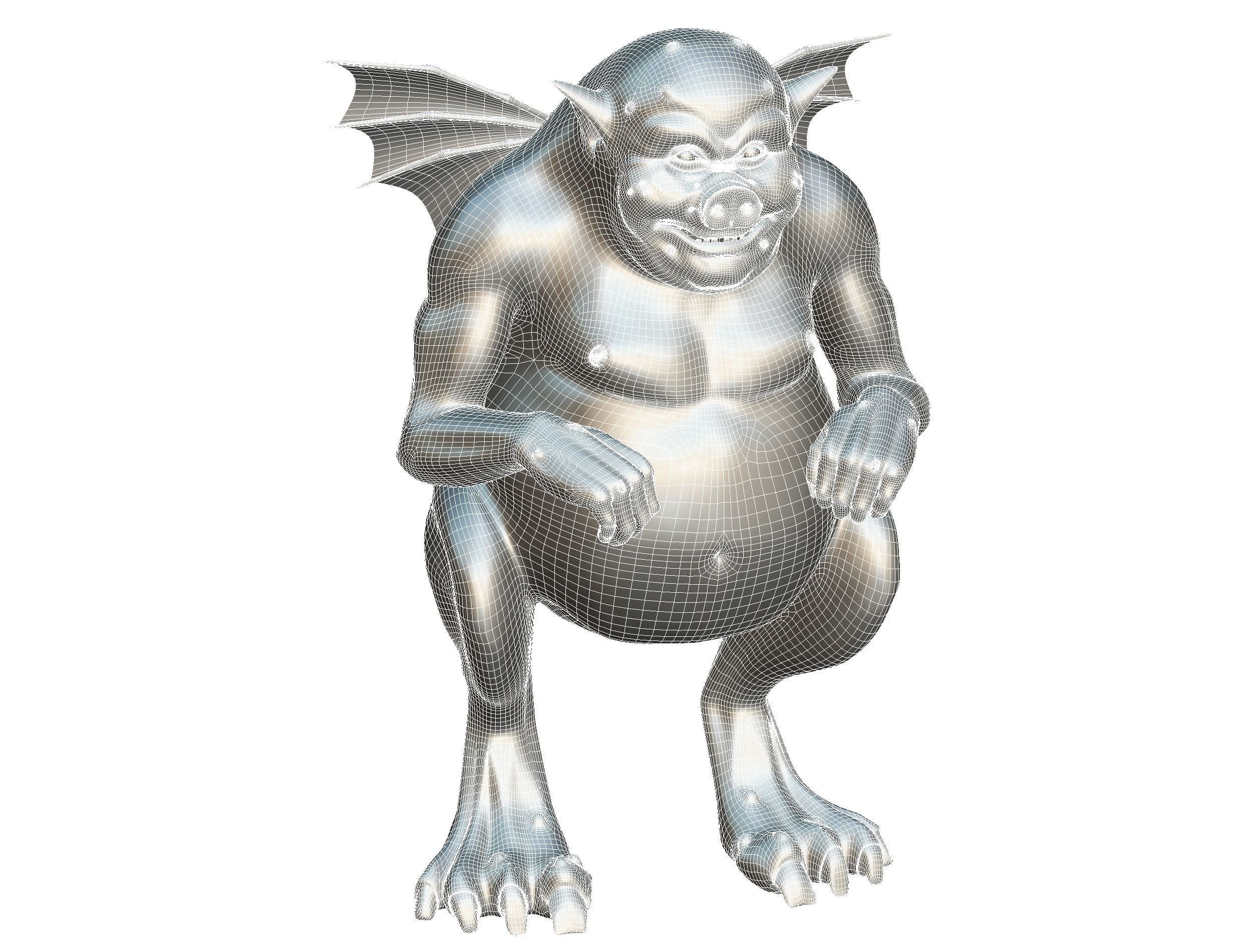 High Poly Monster Demon Devil with Wings Low-poly 3D model_22