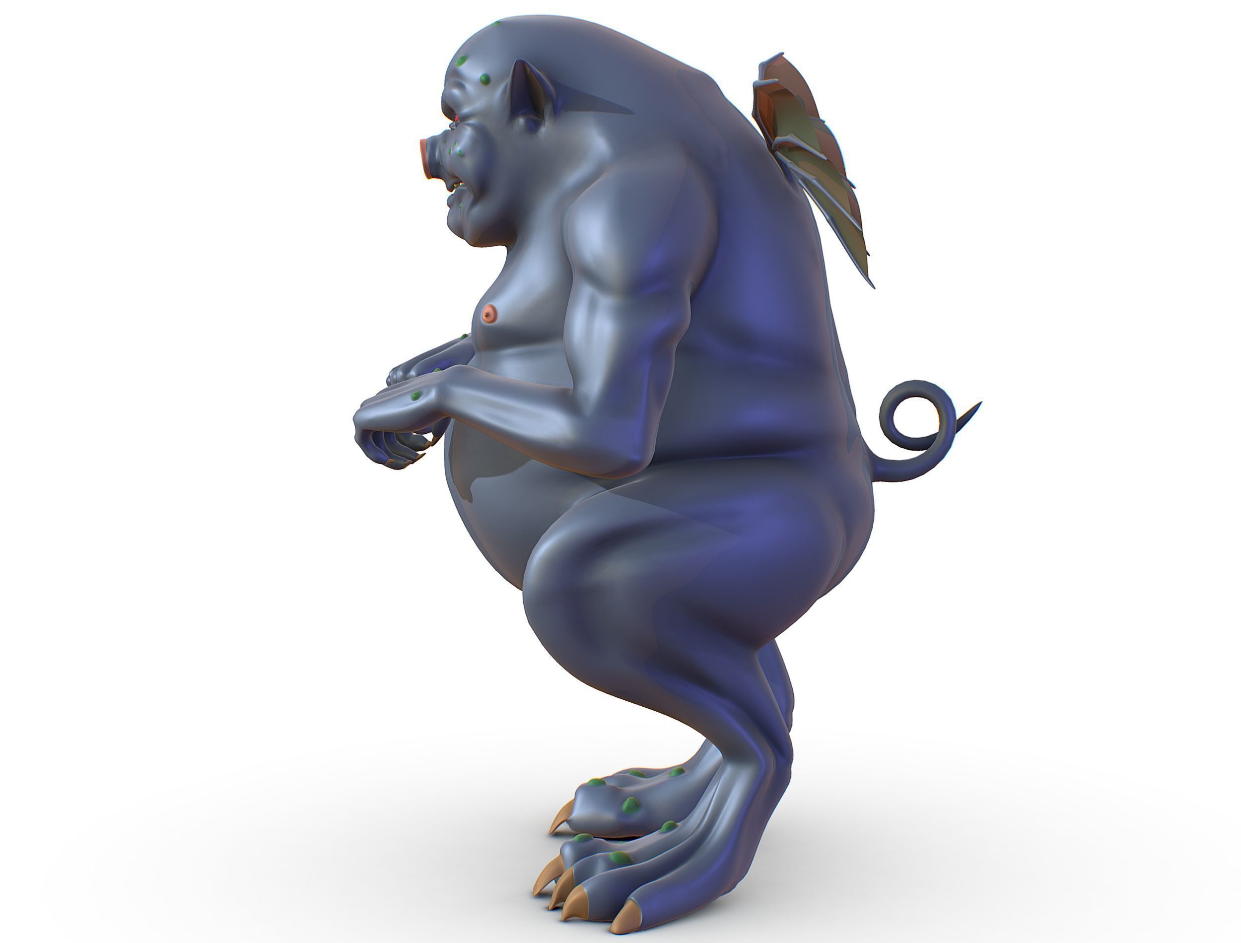 High Poly Monster Demon Devil with Wings Low-poly 3D model_7
