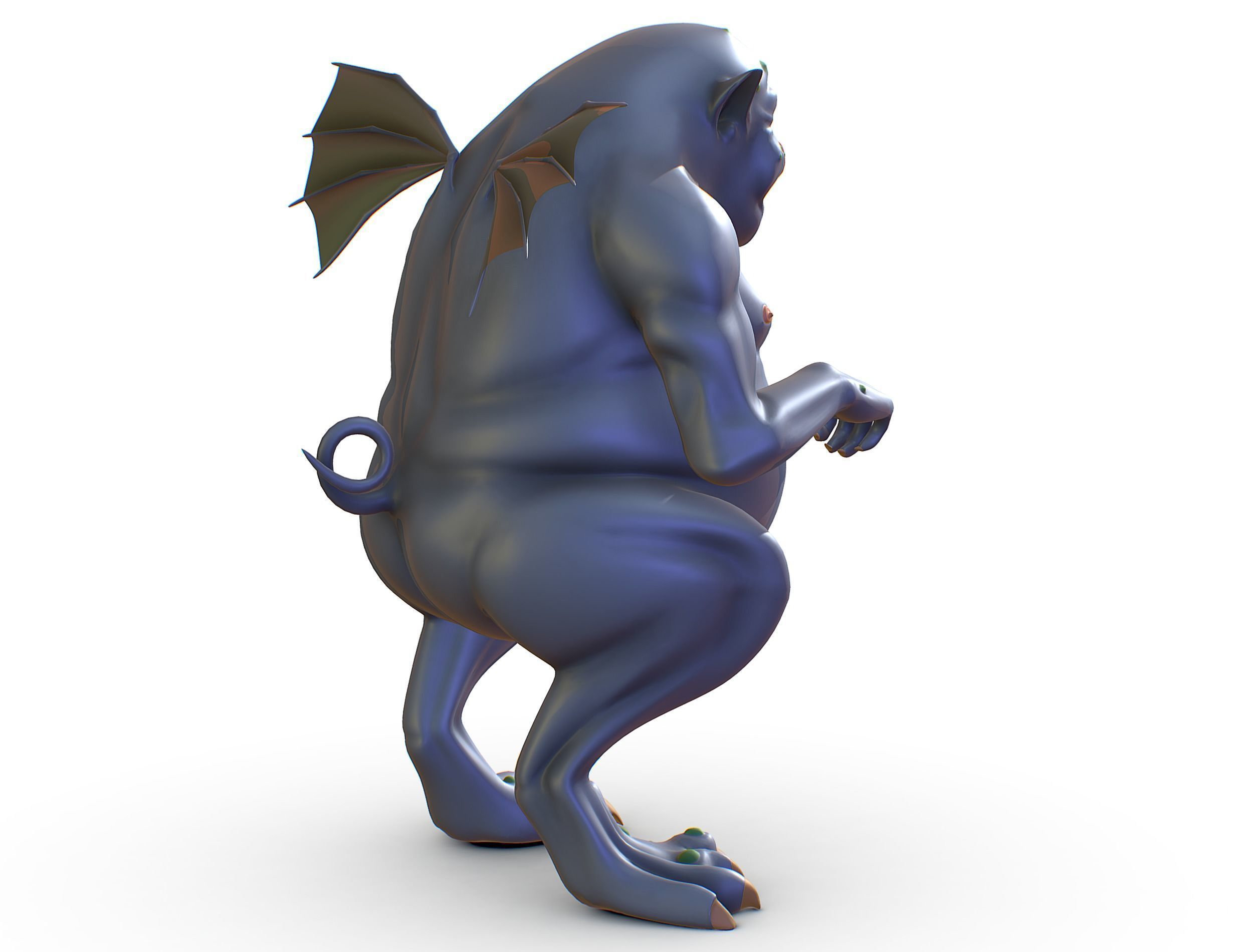 High Poly Monster Demon Devil with Wings Low-poly 3D model_3