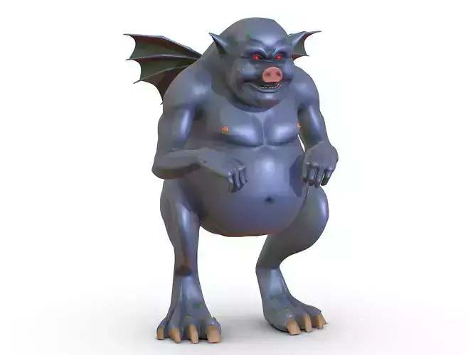 High Poly Monster Demon Devil with Wings Low-poly 3D model