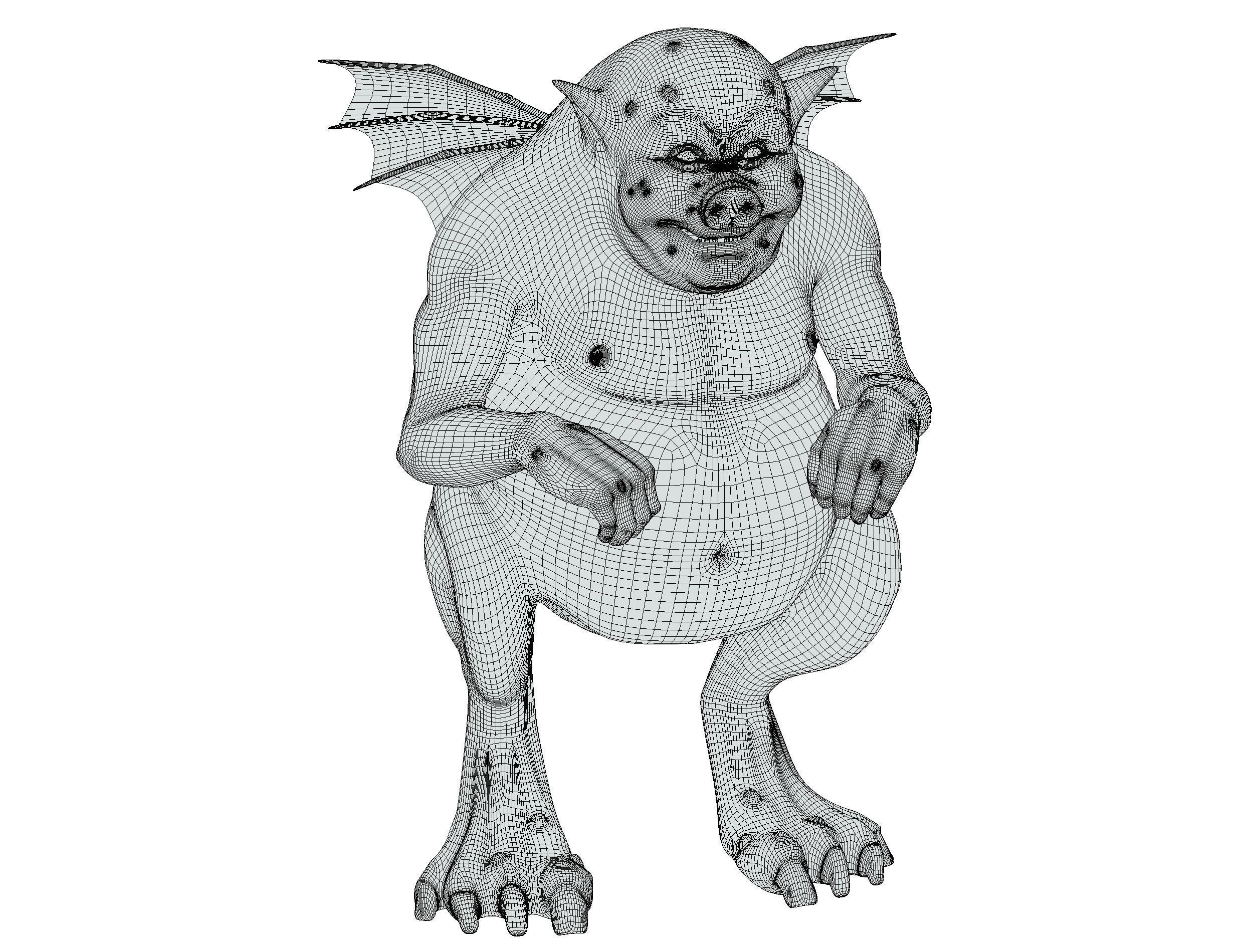 High Poly Monster Demon Devil with Wings Low-poly 3D model_23