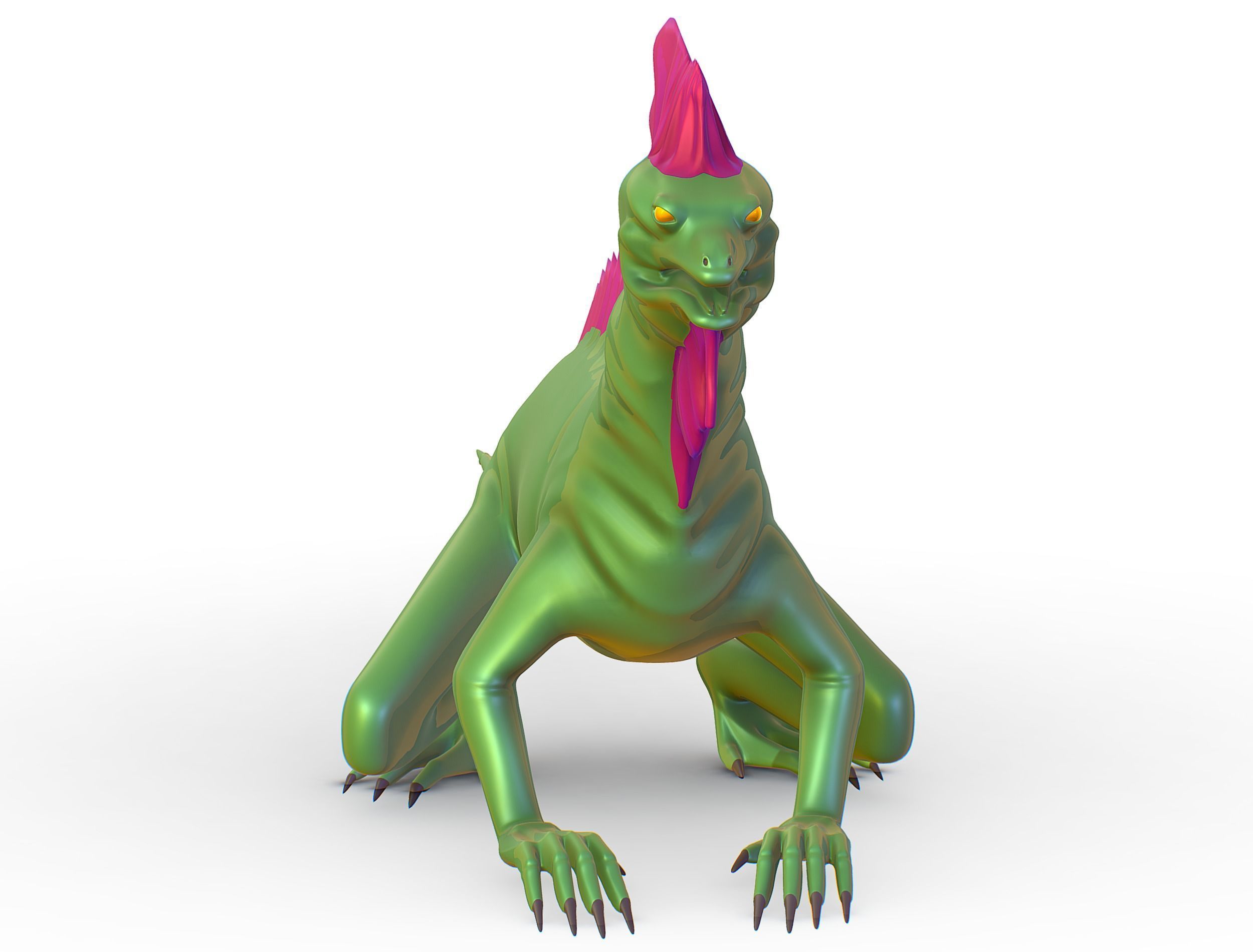 High-Poly the Mythical Lizard Basilisk Low-poly 3D model_3