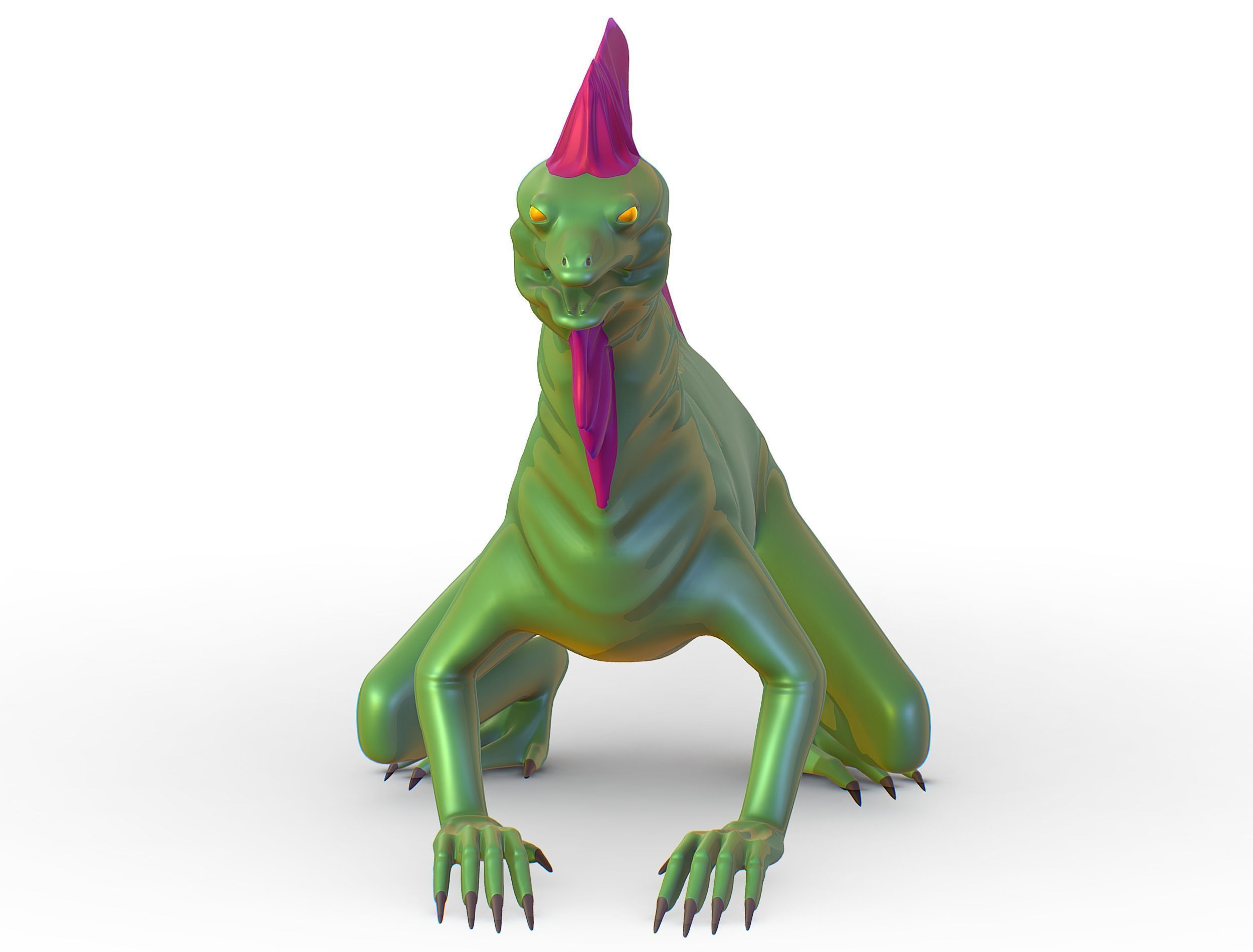 High-Poly the Mythical Lizard Basilisk Low-poly 3D model_4