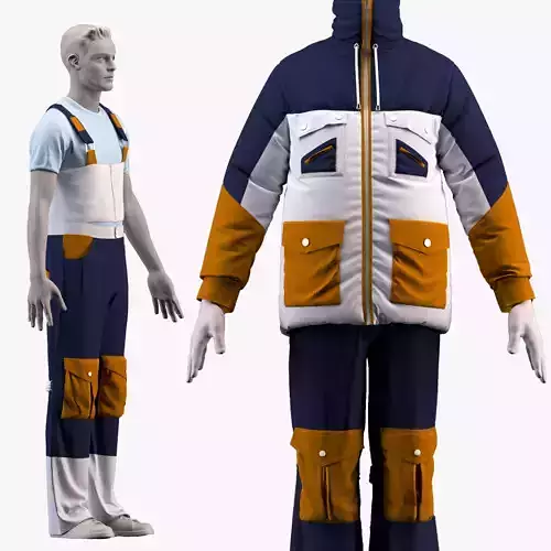 Ski clothing   -ski jacket  - ZPRJ -FBX-OBJ-MTL-TEXTURES 3D model