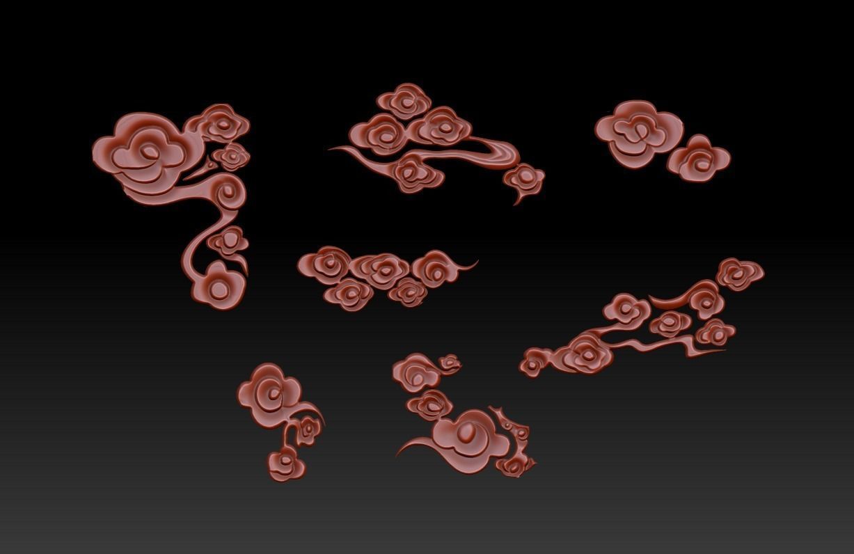 ZBrush  Brush Wedding Decoration foam Sculpture Xiangyun STL 3D print model_3