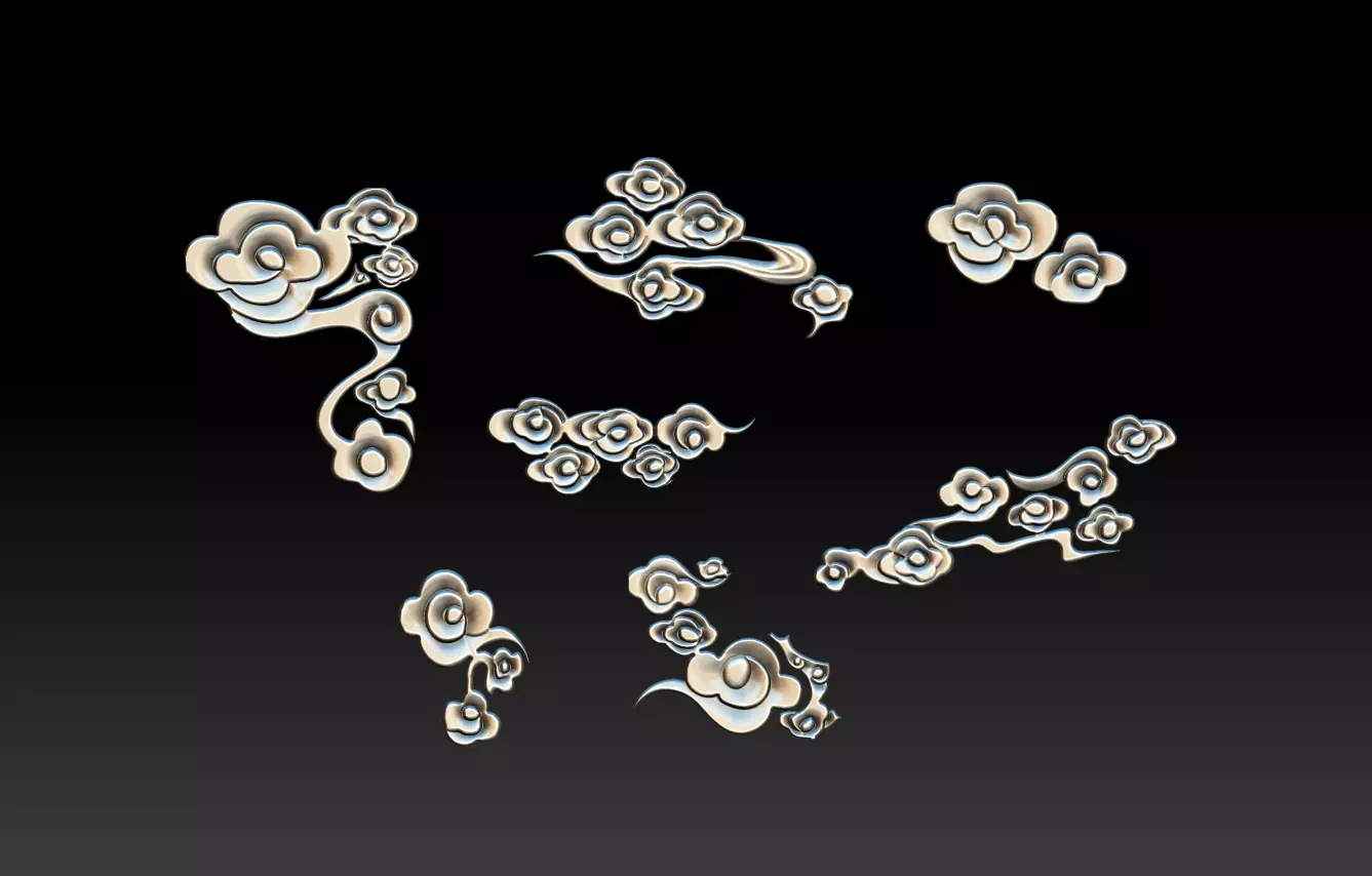 ZBrush  Brush Wedding Decoration foam Sculpture Xiangyun STL 3D print model_0