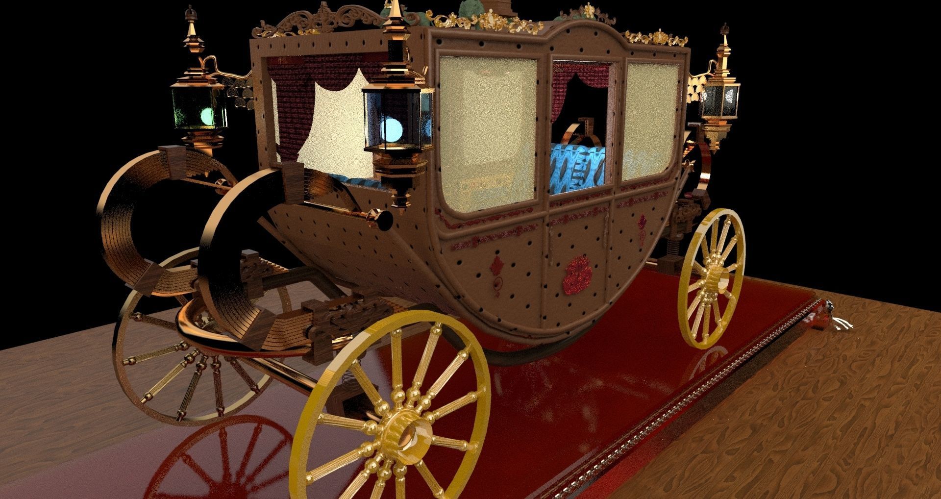 Chinese ancient carriage 3D model_1