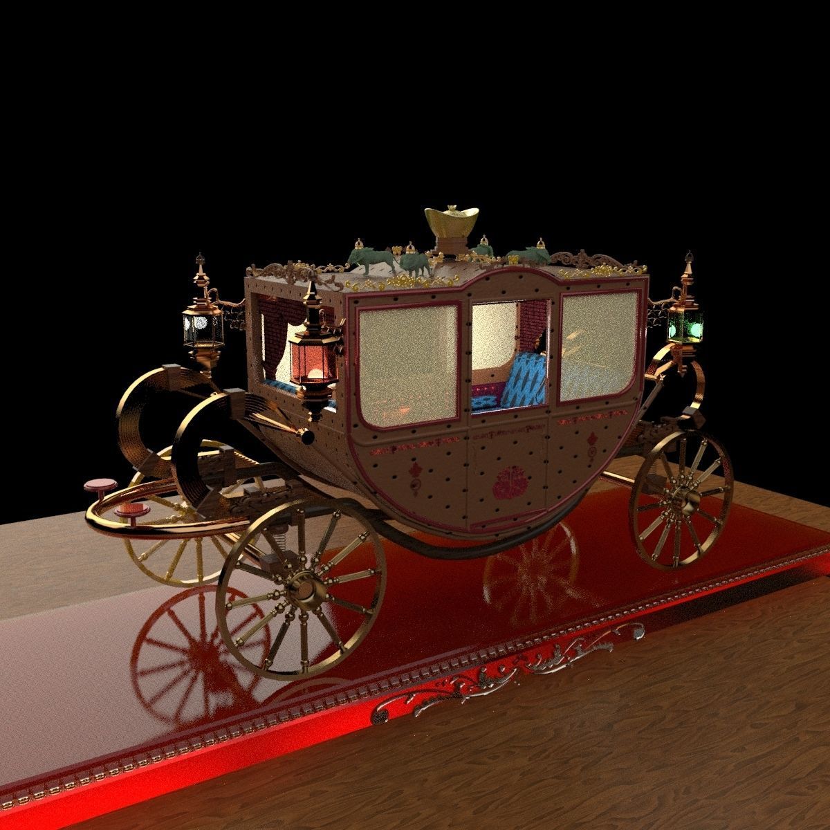Chinese ancient carriage 3D model_5