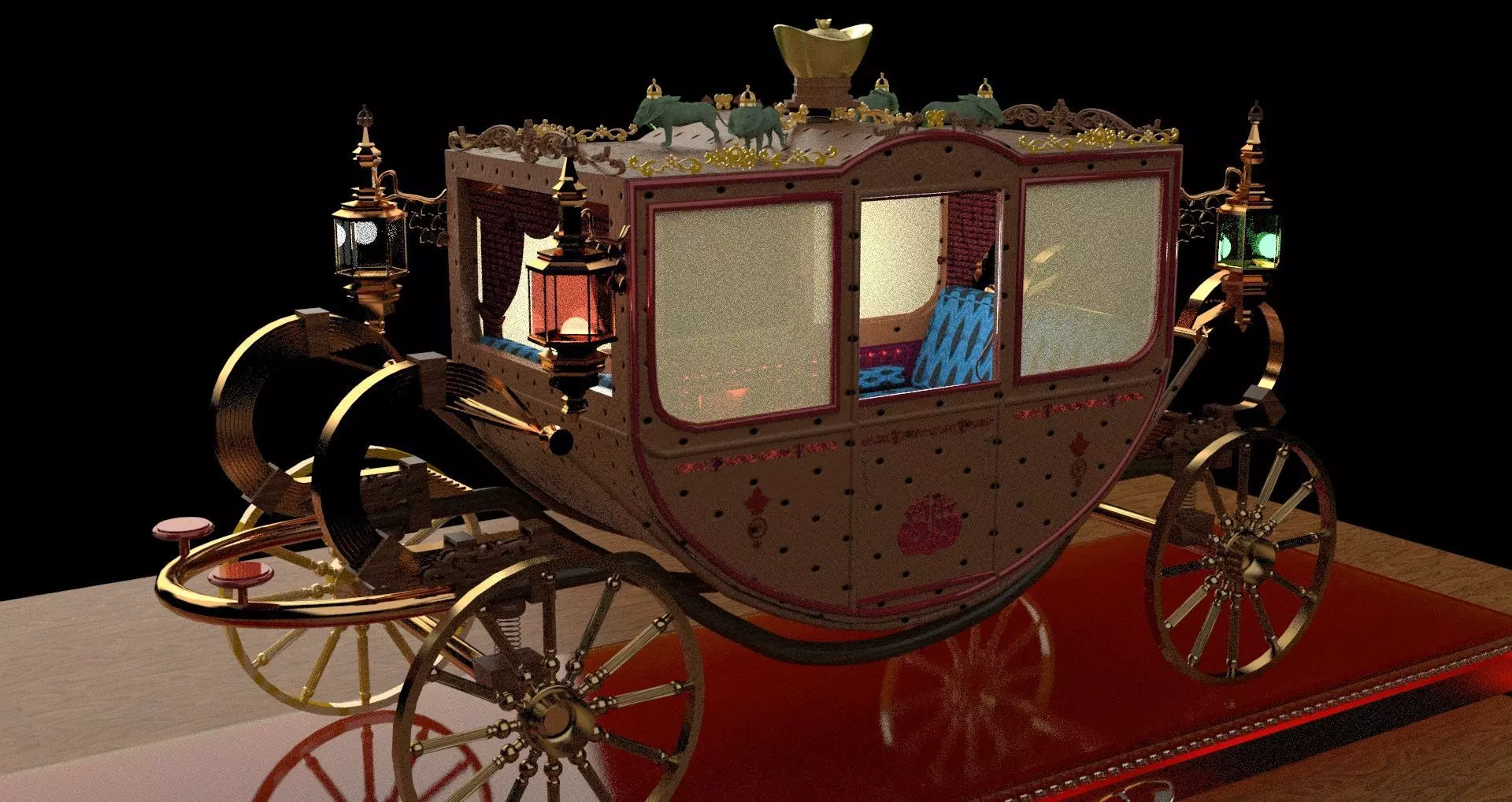 Chinese ancient carriage 3D model_0