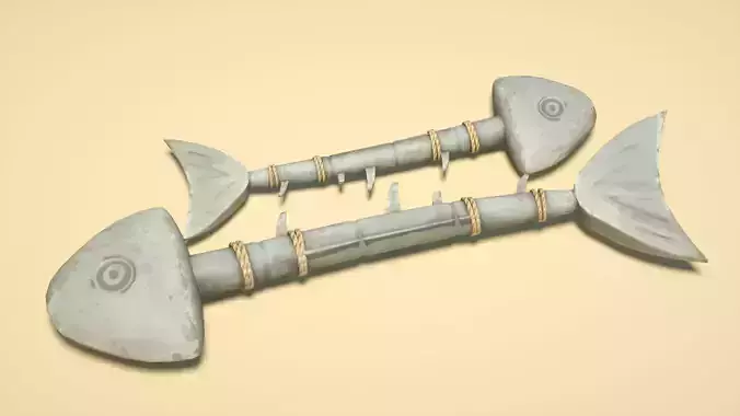 Cartoon fish bone  bone fossil C4D model