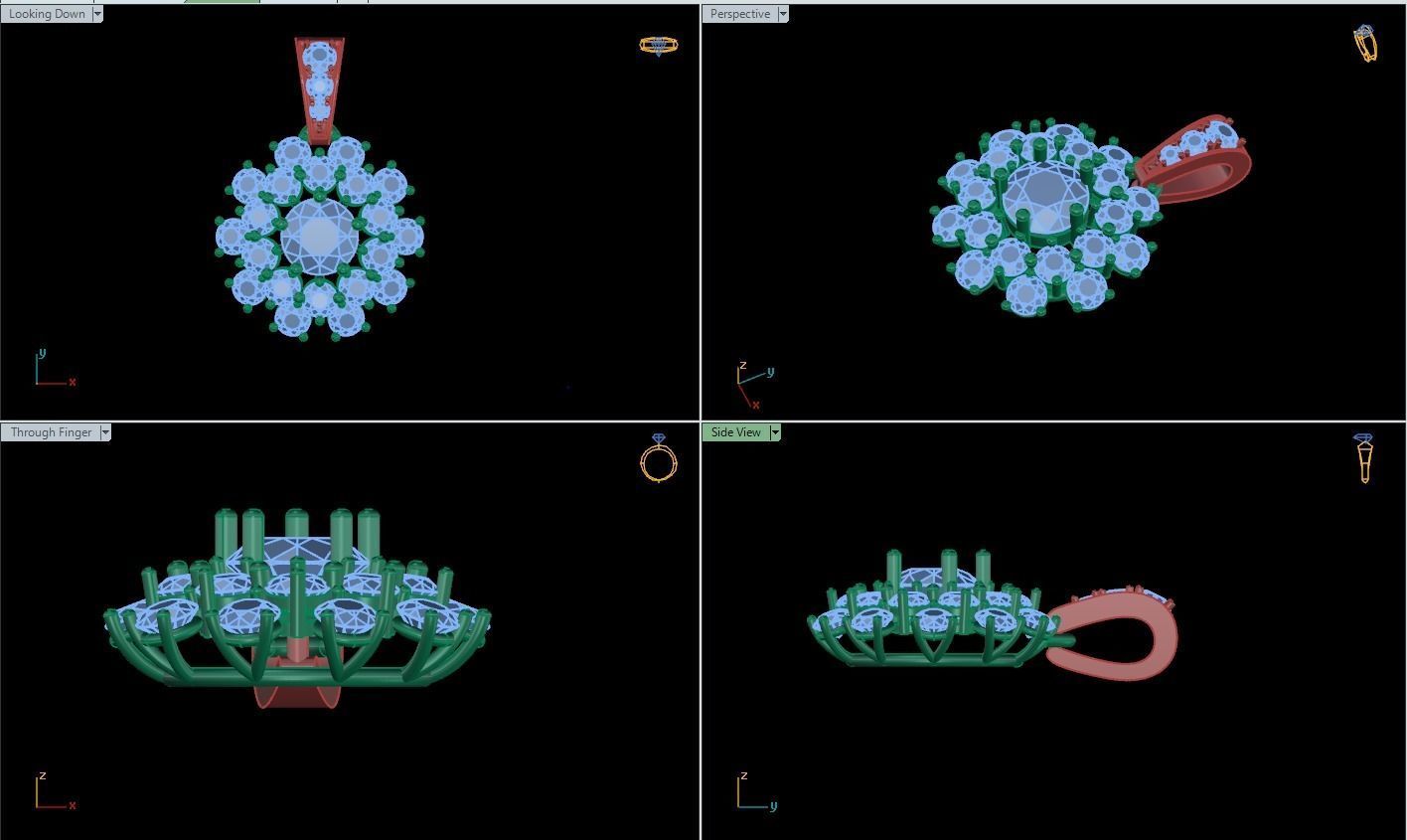 pendant diamond in shape of flower 3D print model_1
