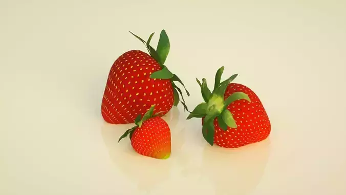 Realistic strawberry fruit C4D model