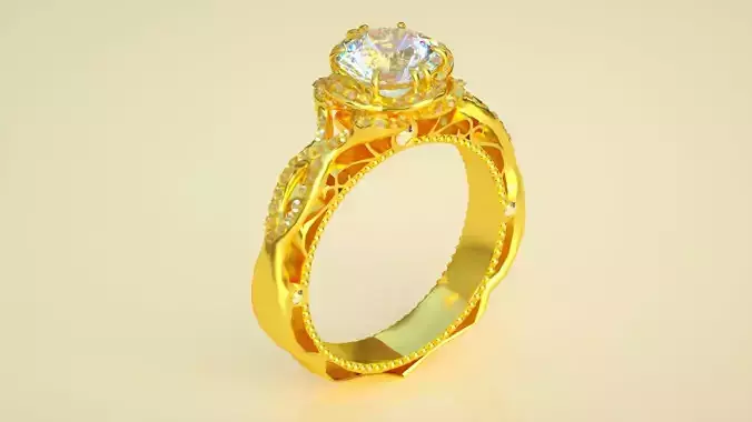 Diamond Gold Ring C4D Model