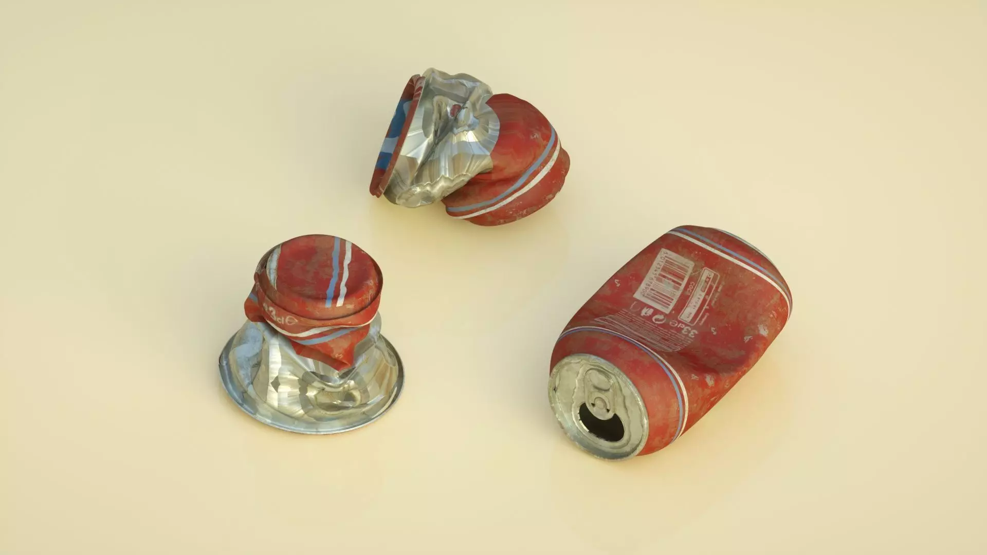 cans garbage waste recycling Low-poly 3D model_0