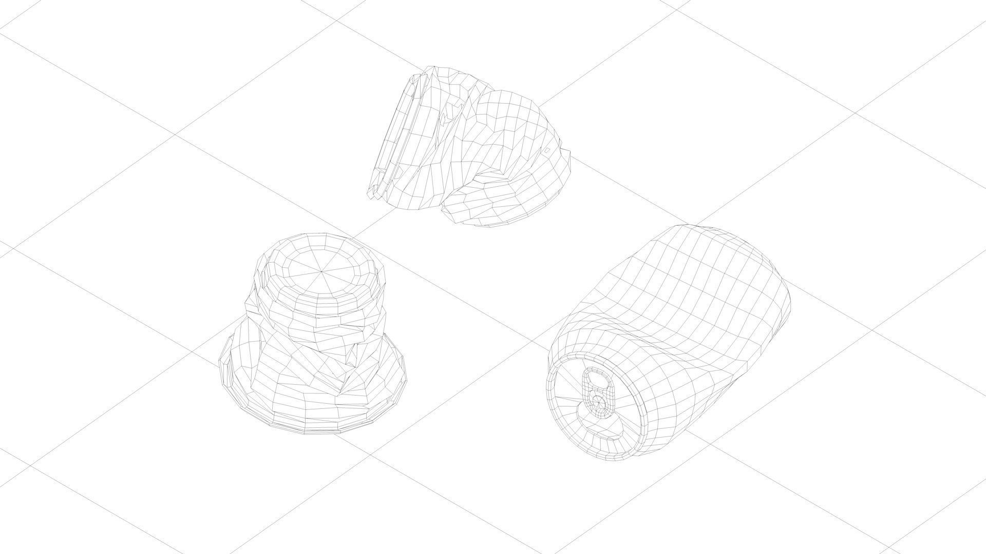 cans garbage waste recycling Low-poly 3D model_2