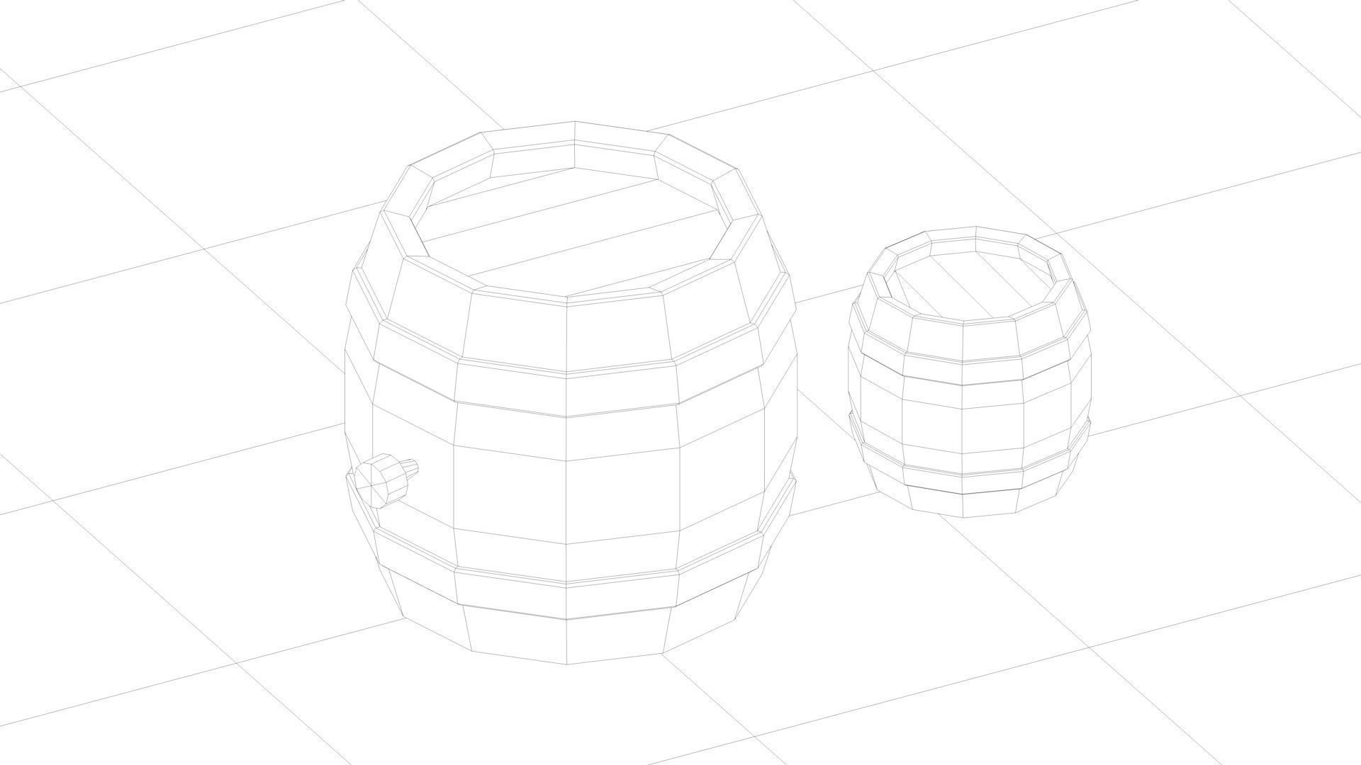Wine barrel  wooden barrel C4D model Low-poly 3D model_3