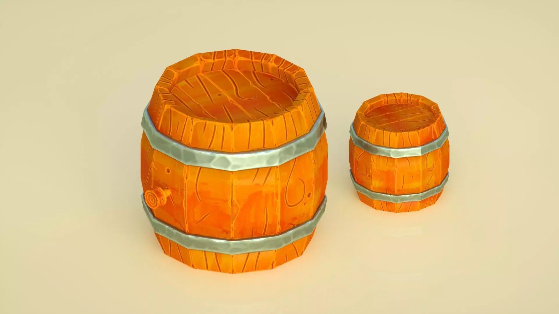 Wine barrel  wooden barrel C4D model Low-poly 3D model_0