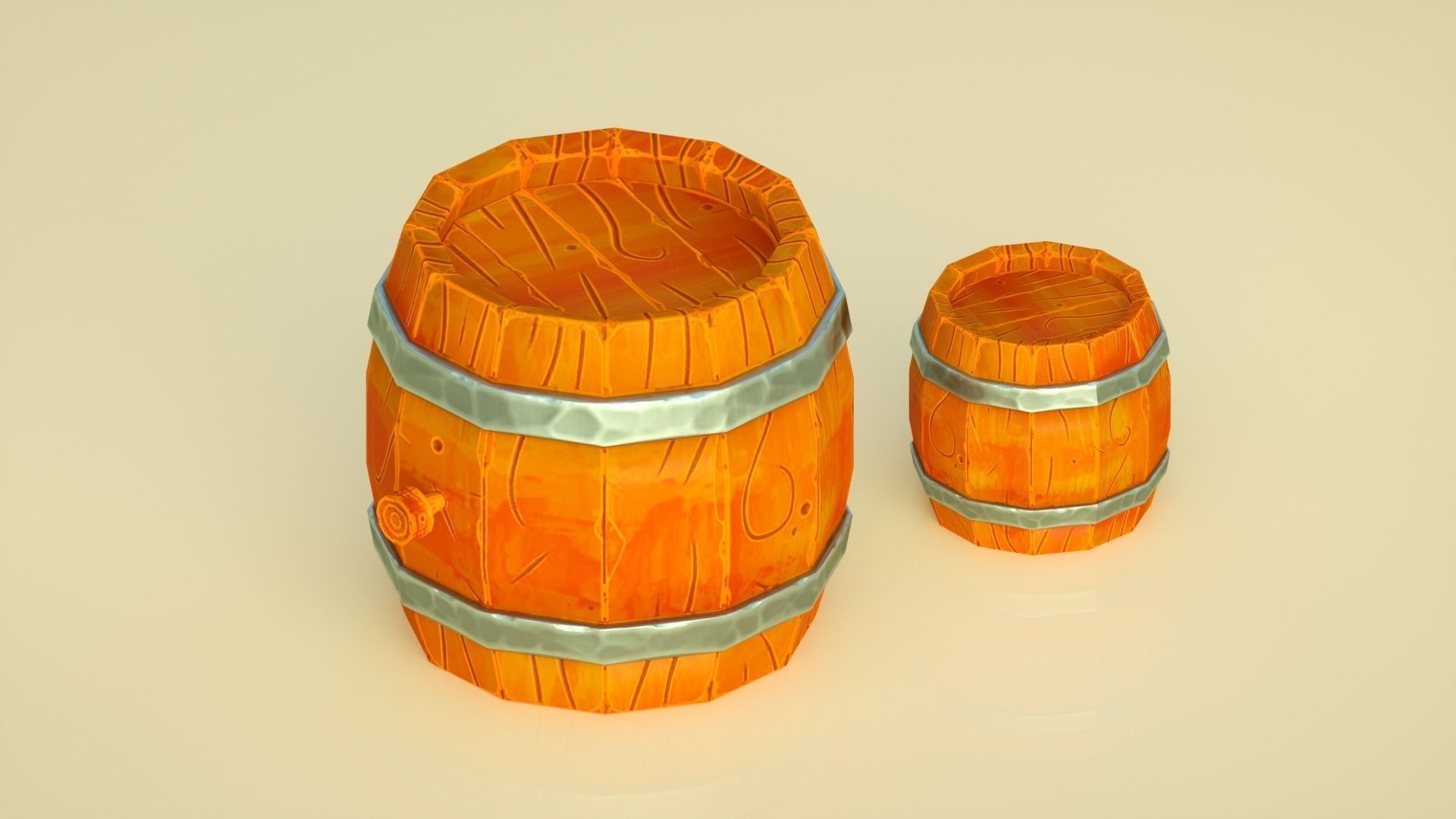 Wine barrel  wooden barrel C4D model Low-poly 3D model_1
