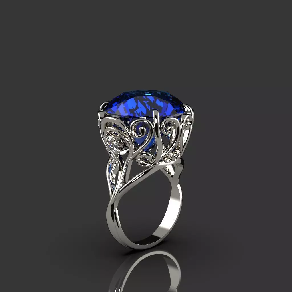 Delicate diamond ring 3D print model_0