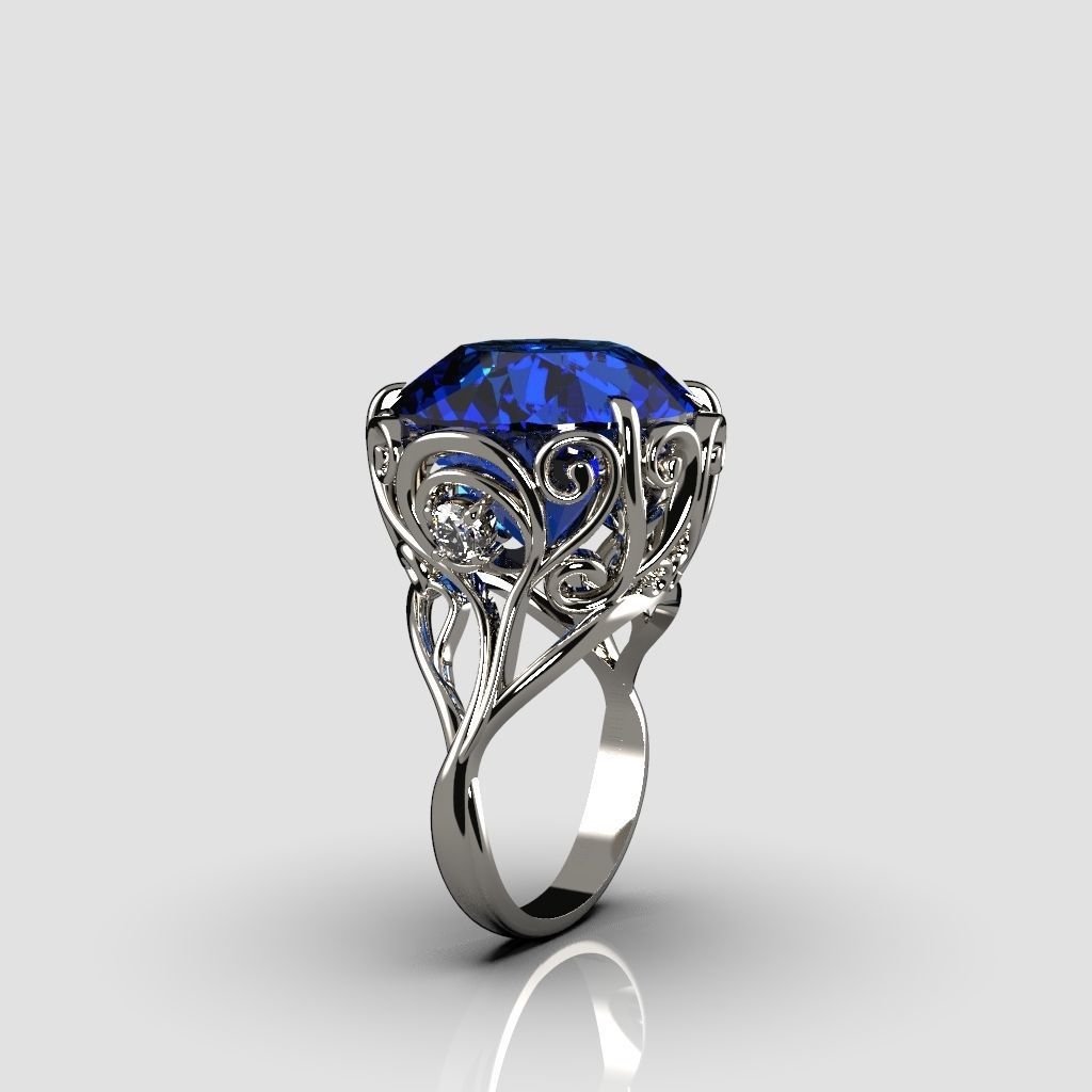 Delicate diamond ring 3D print model_3