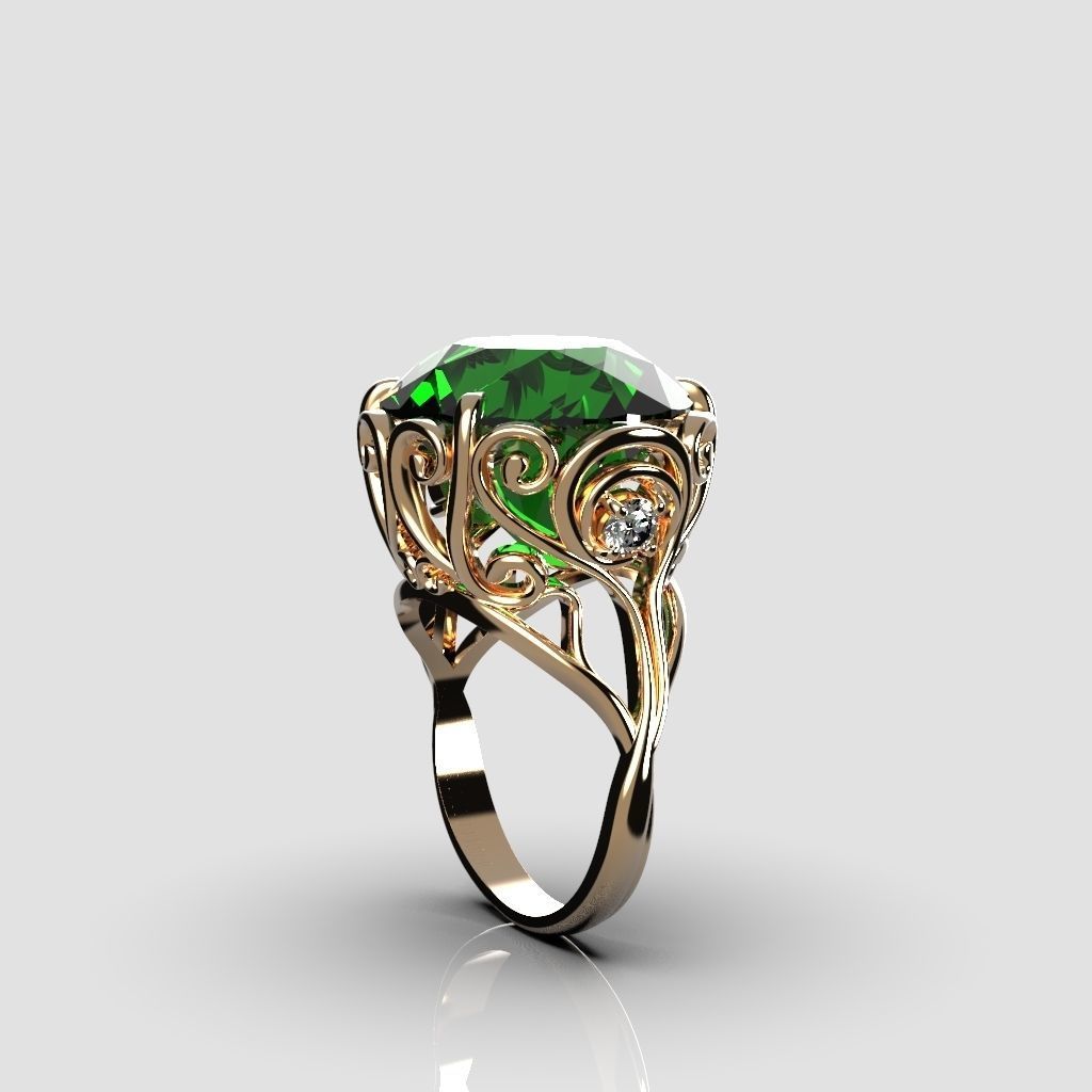 Delicate diamond ring 3D print model_4