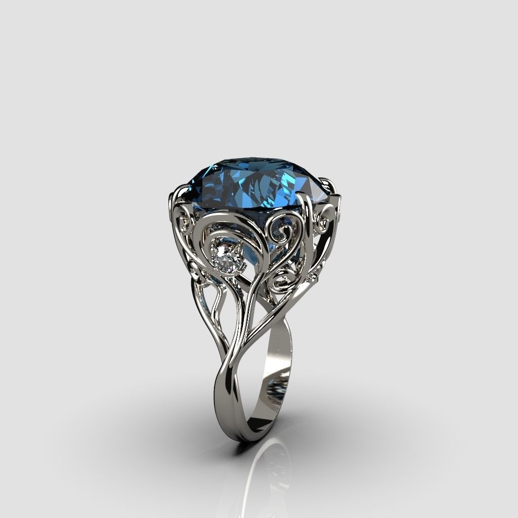Delicate diamond ring 3D print model_5