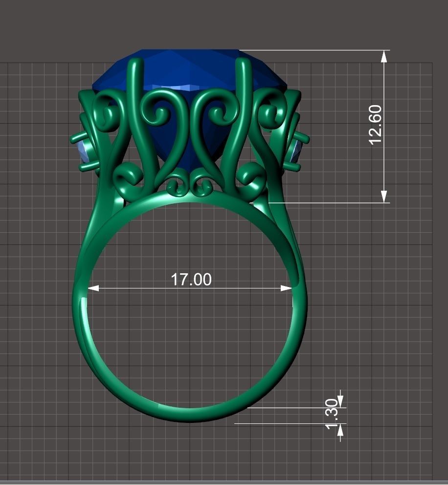 Delicate diamond ring 3D print model_9