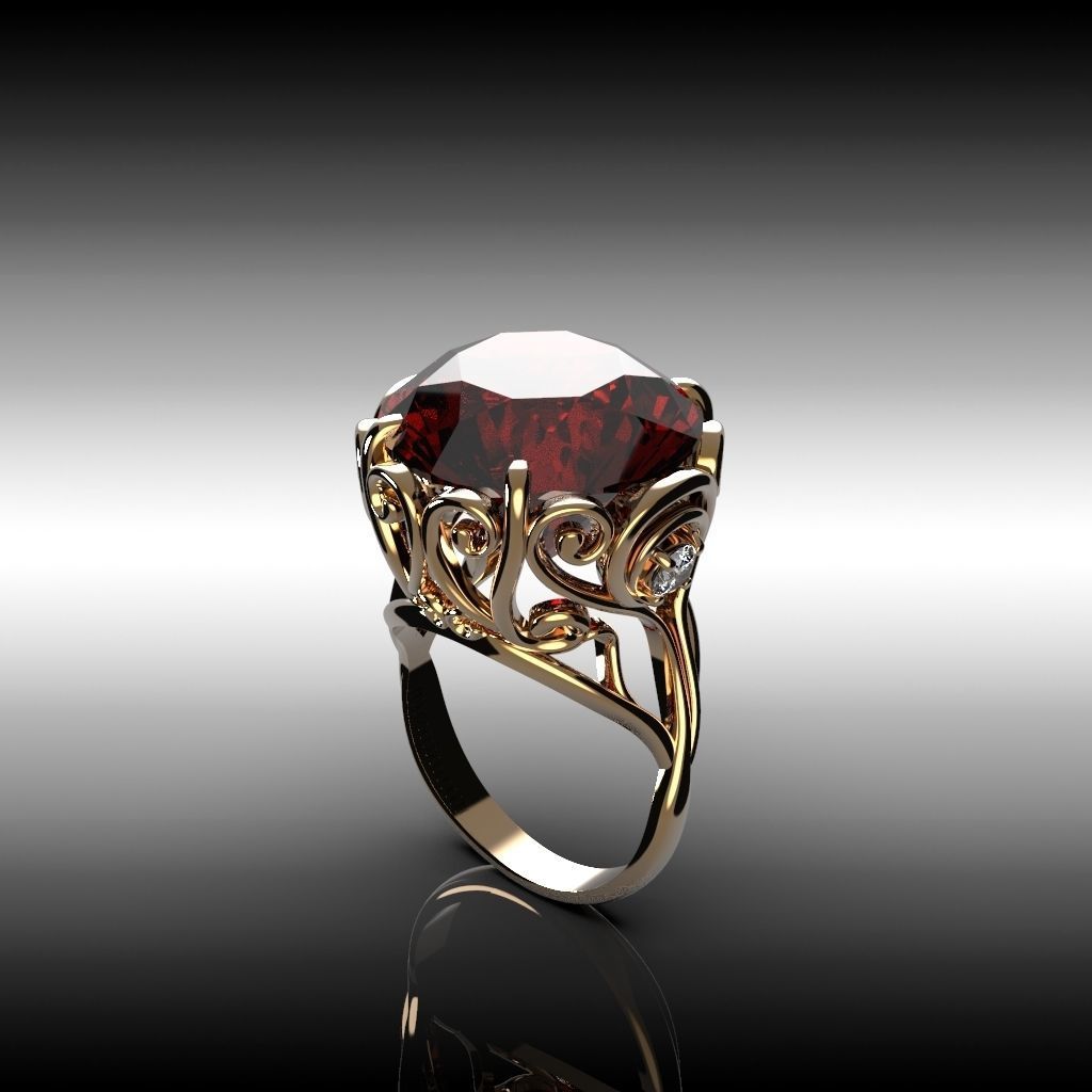 Delicate diamond ring 3D print model_1