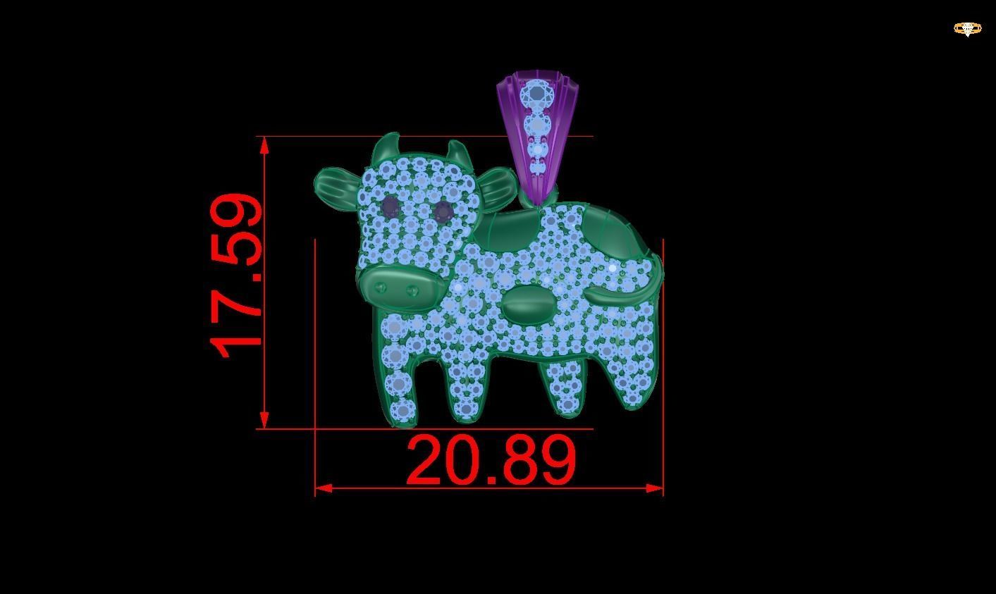 pendant Cow 3D print model_1