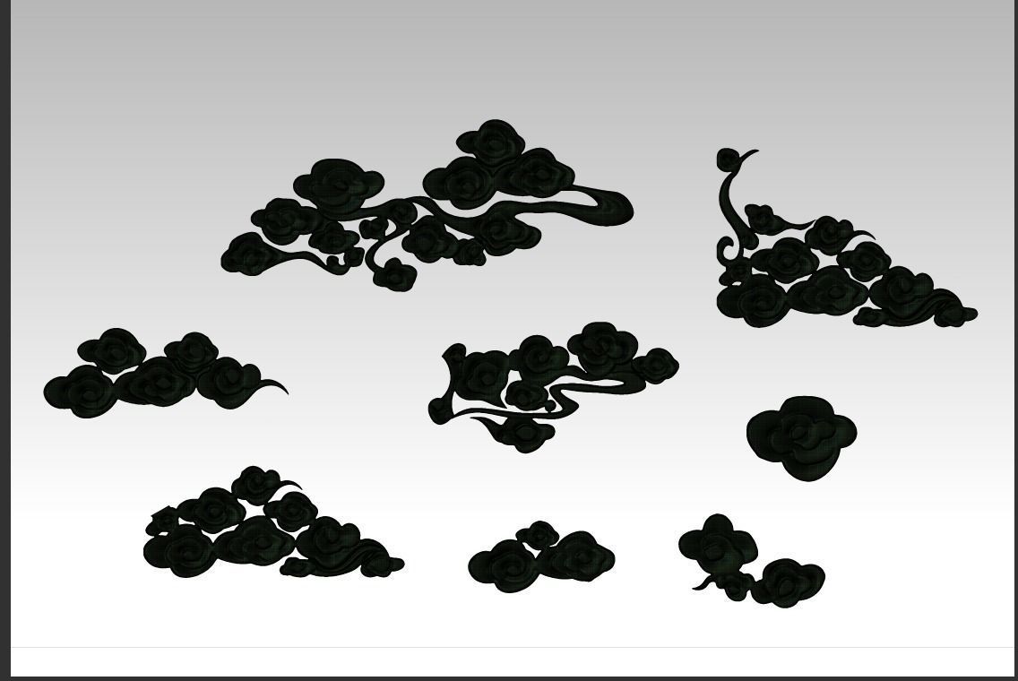 Cloud sculpture relief flower  3D printing decoration ZB brush 3D print model_3