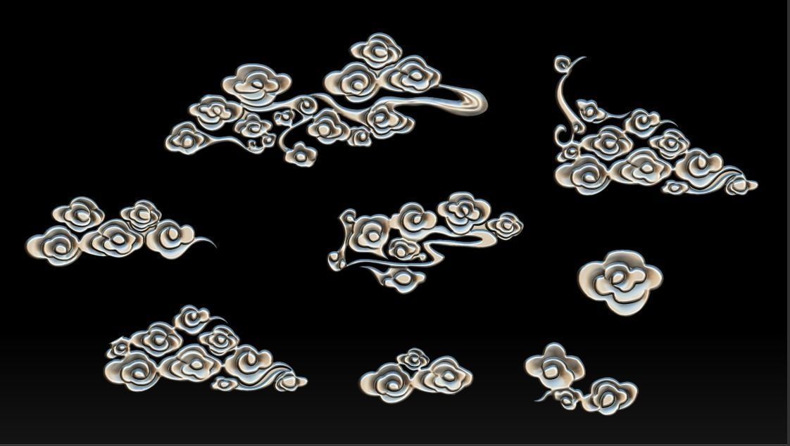Cloud sculpture relief flower  3D printing decoration ZB brush 3D print model_1