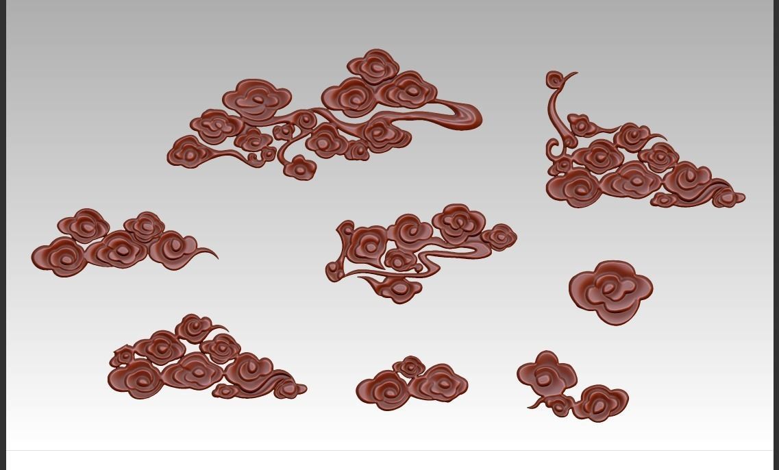 Cloud sculpture relief flower  3D printing decoration ZB brush 3D print model_2