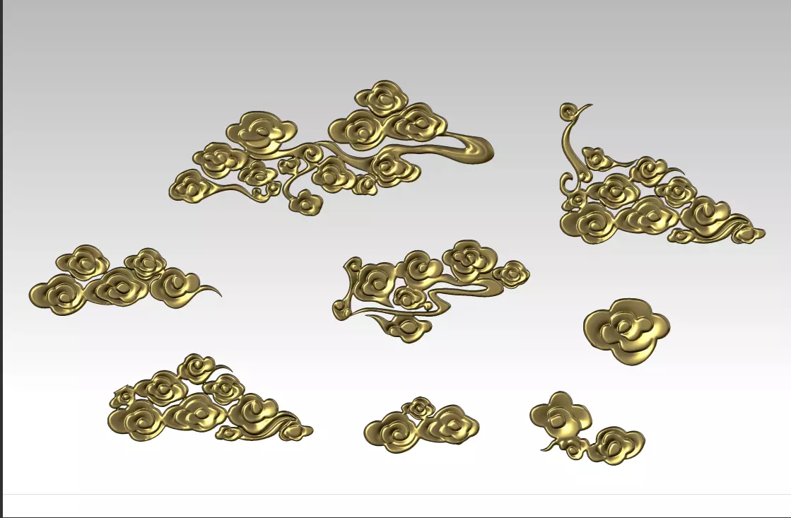 Cloud sculpture relief flower  3D printing decoration ZB brush 3D print model_0