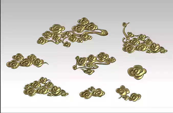 Cloud sculpture relief flower  3D printing decoration ZB brush