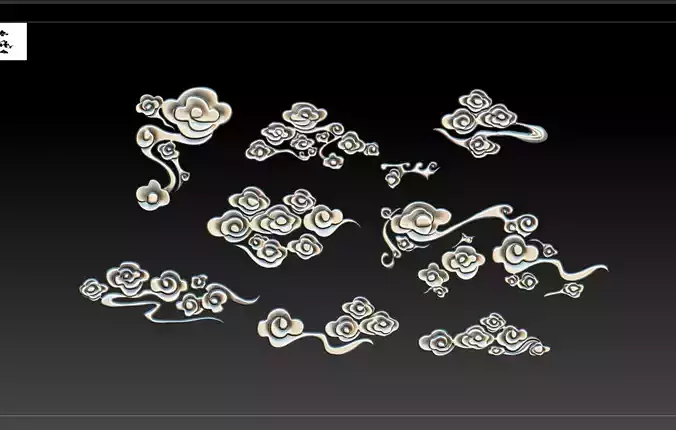 Cloud sculpture  relief flower 3D printing decoration ZB brush