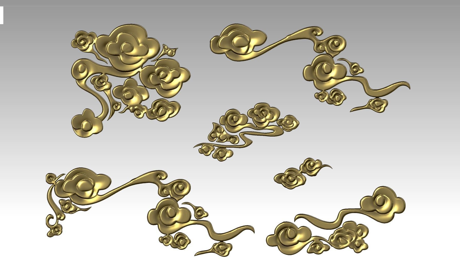 Cloud sculpture relief flower 3D printing decoration ZB brush 3D print model_3