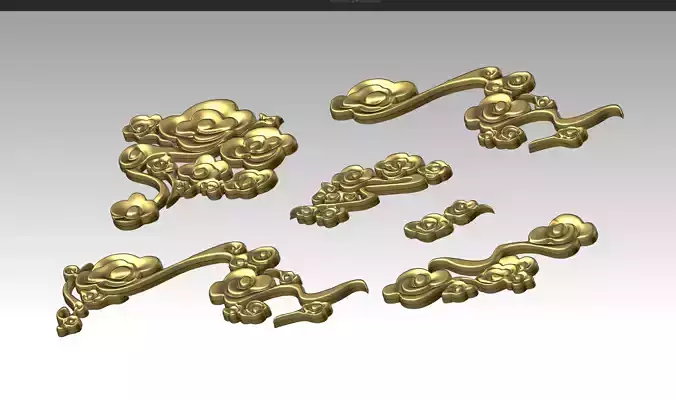 Cloud sculpture  relief flower 3D printing decoration ZB brush