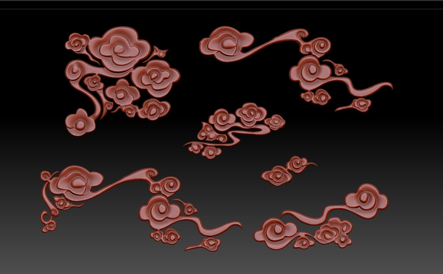 Cloud sculpture relief flower 3D printing decoration ZB brush 3D print model_2