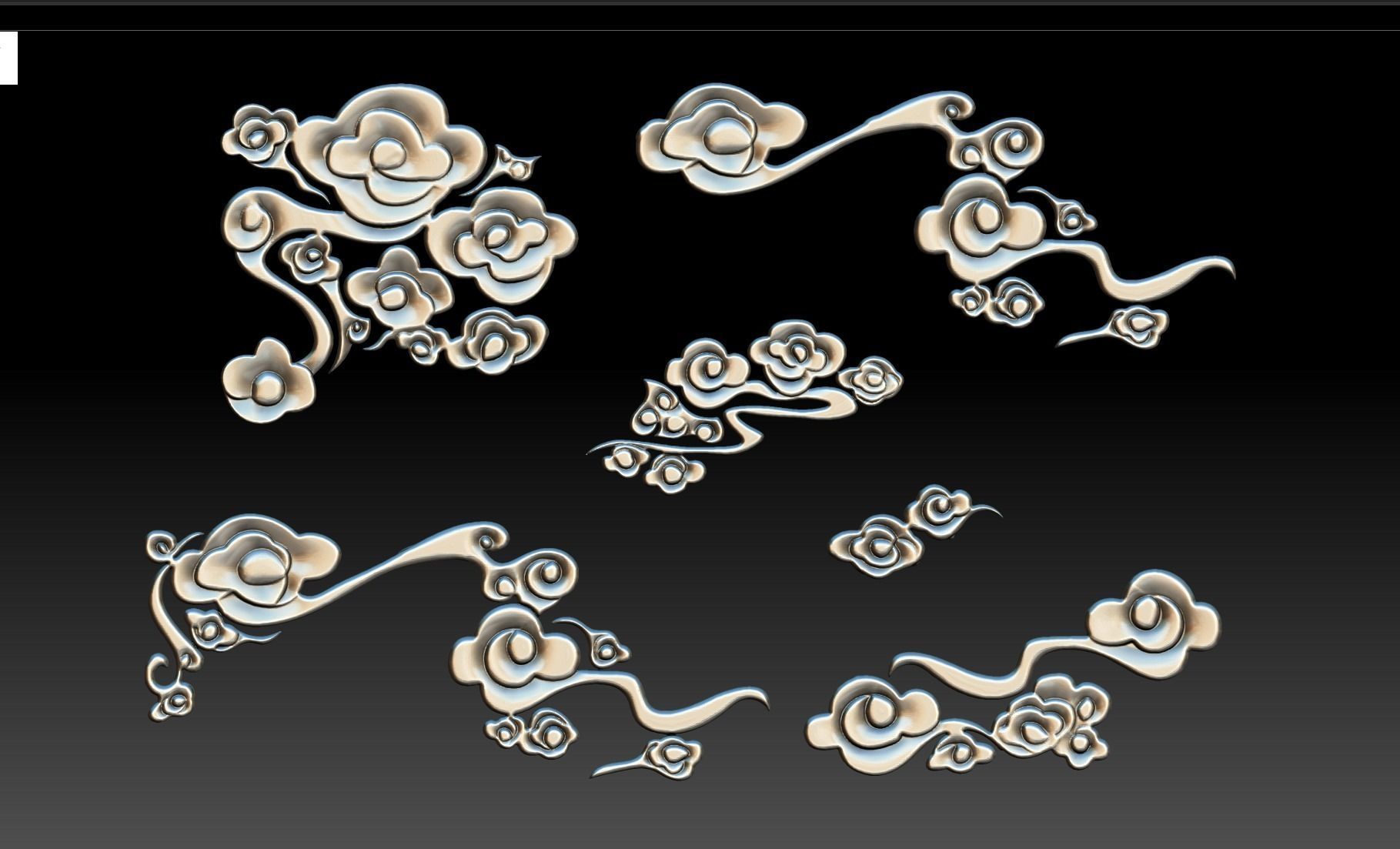 Cloud sculpture relief flower 3D printing decoration ZB brush 3D print model_5