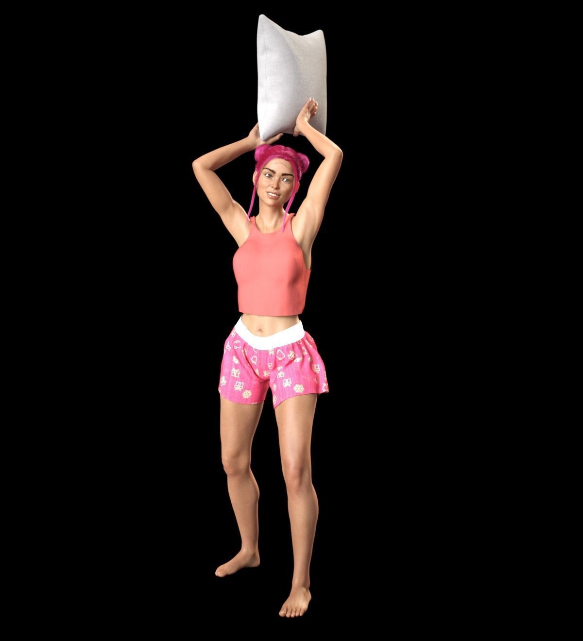 FIGHT PILLOW GIRL 2 3D print model_4