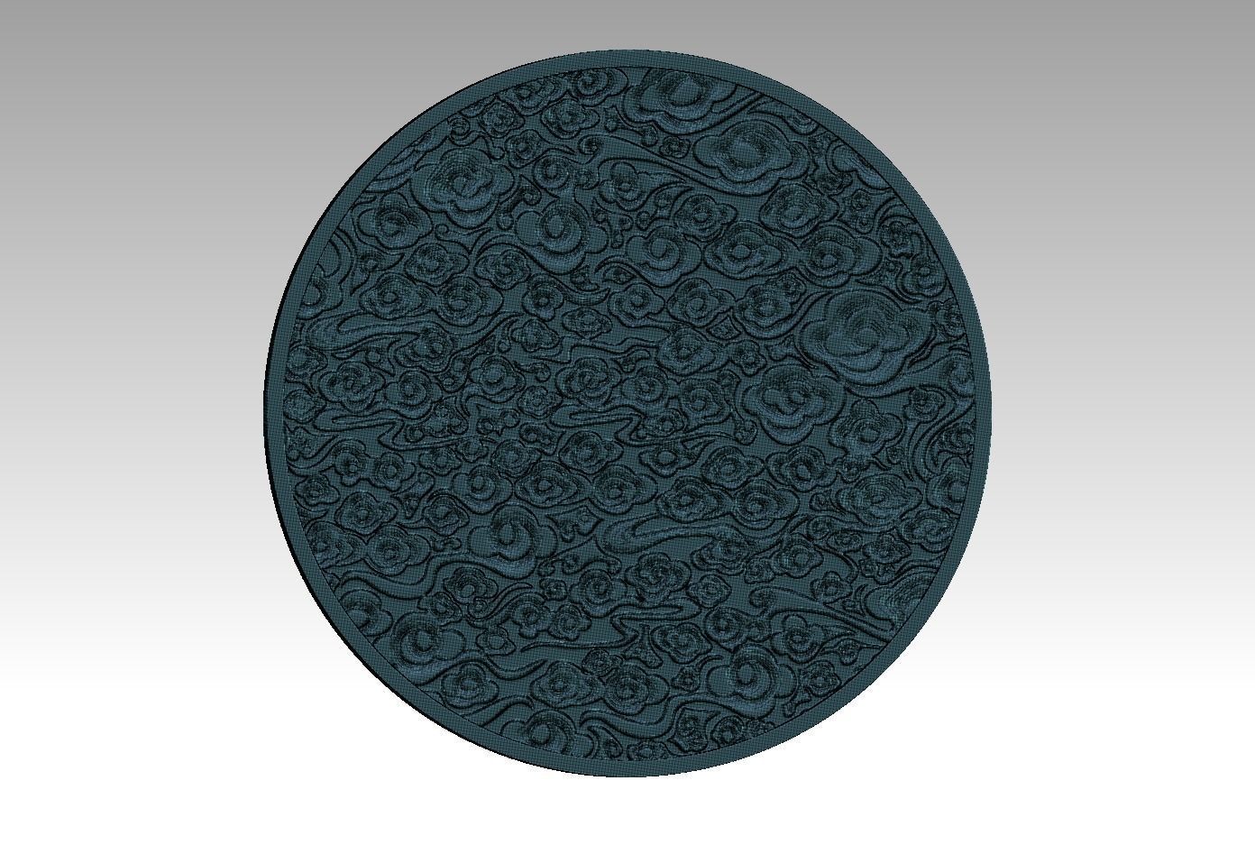 Circular relief auspicious cloud pattern STL circular cloud  3D print model_5