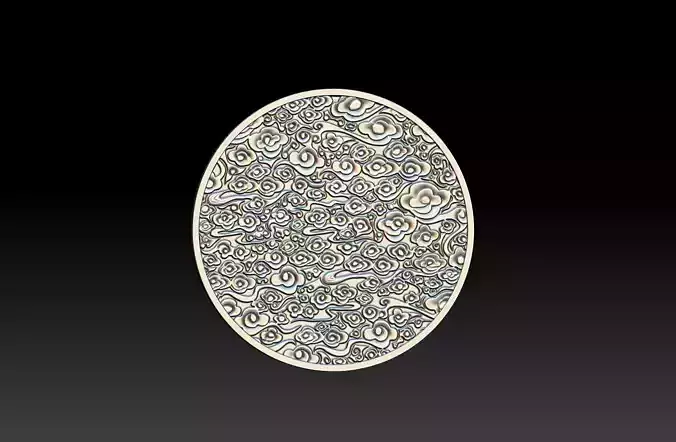 Circular relief auspicious cloud pattern STL circular cloud  3D print model