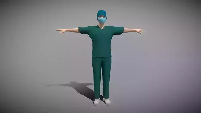 Operating Room Male Doctor Low-poly 3D model