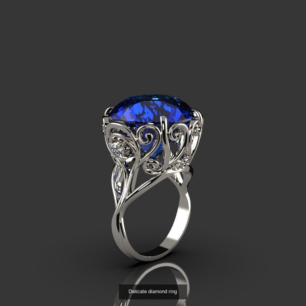 Set of ring and earrings with diamonds 3D Model Collection_1