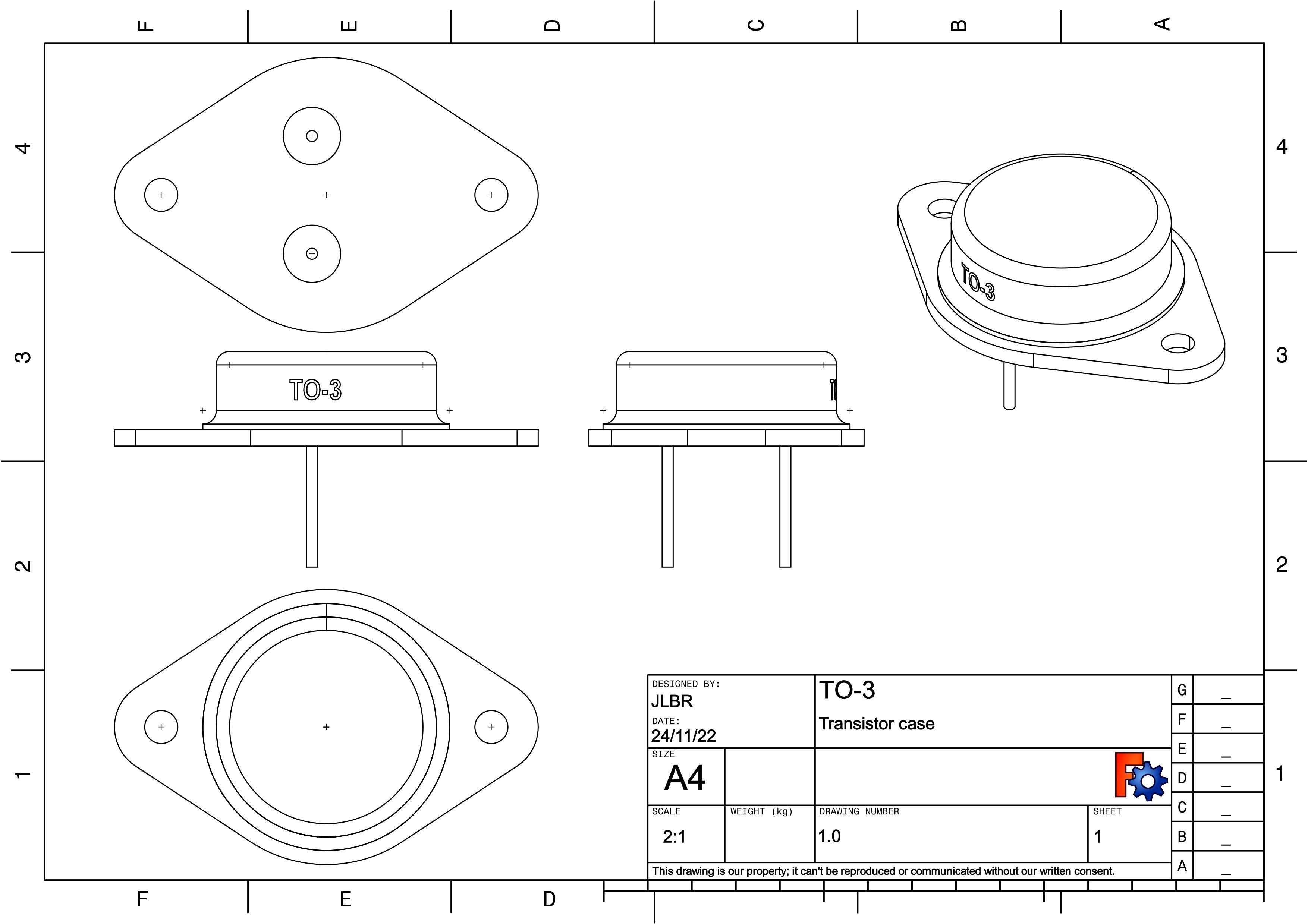 TO3 transistor case 3D model_2