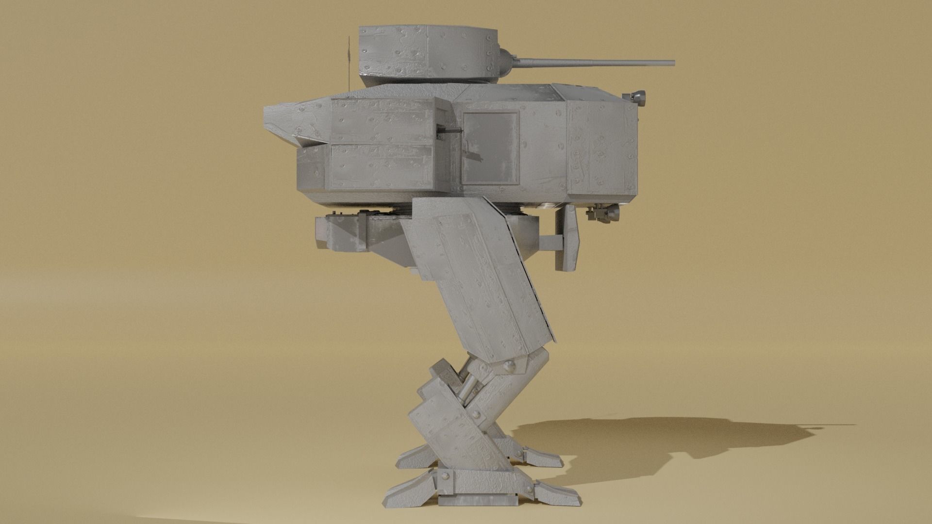Panzer Mech Walker with RIG and LOWPOLY Default camo Low-poly 3D model_9